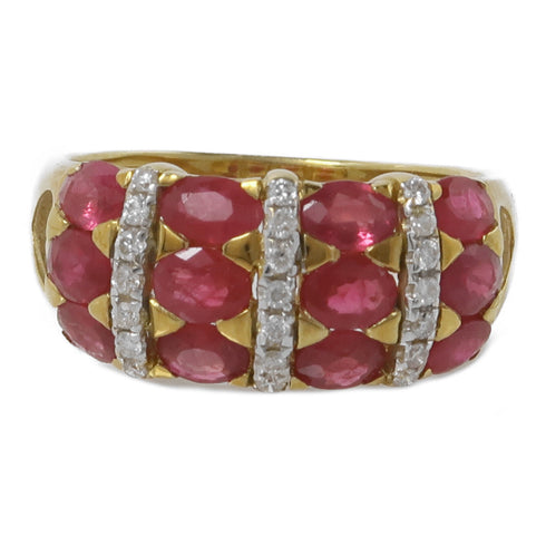 JEWELRY Ruby/Diamond Ring 18K Yellow Gold US#7