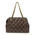 CHANEL Quilted CC GHW Chain Shoulder Bag Calfskin Leather Dark Brown