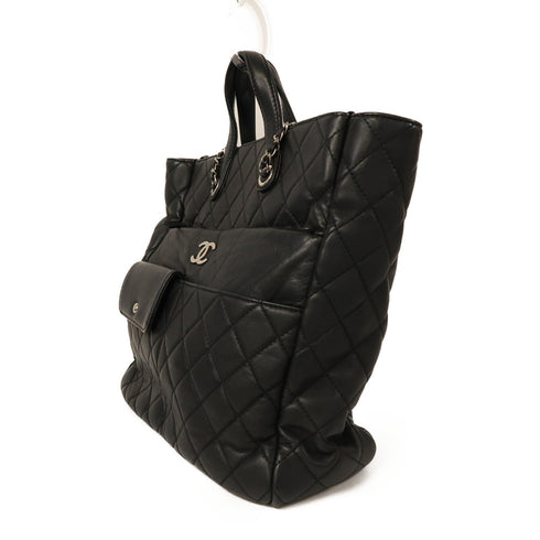 CHANEL CC SHW 2 Way Shoulder Bag Handbag Calfskin Leather Black