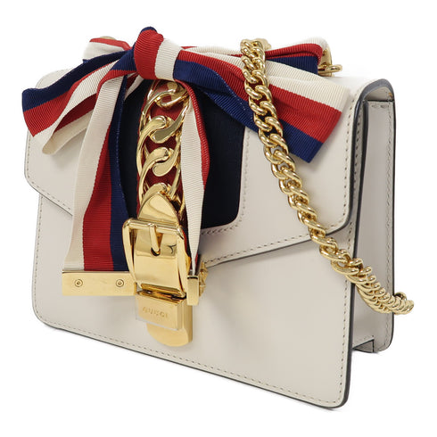 GUCCI GG Sylvie Chain Shoulder Bag 431666 Calfskin Leather White