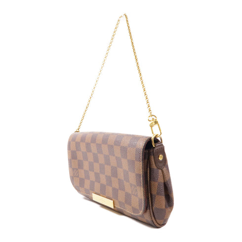 LOUIS VUITTON LV GHW Favorite PM 2Way Shoulder Bag N41276 Damier Ebene Brown