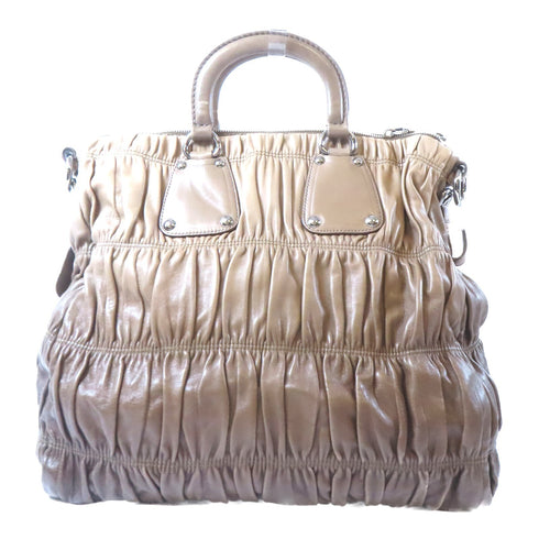 PRADA SHW 2 Way Bag BN1935 Lambskin Leather Brown