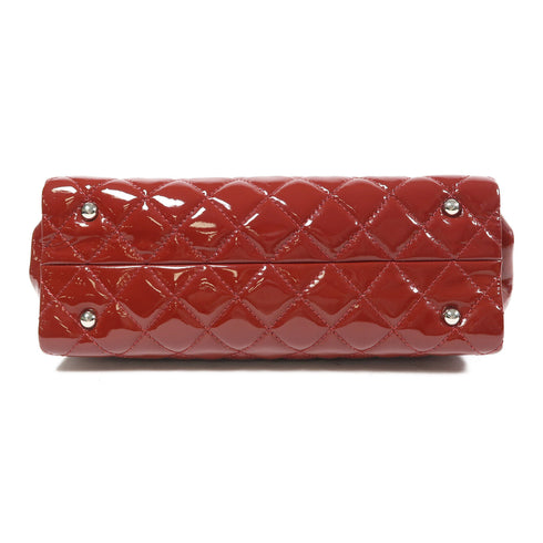 CHANEL Quilted CC SHW Chain Shoulder Bag Patent Leather Red v1