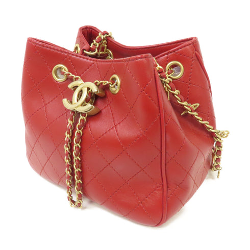 CHANEL CC GHW Egyptian Amulet Chain Shoulder Bag AS0829 Calfskin Leather Red