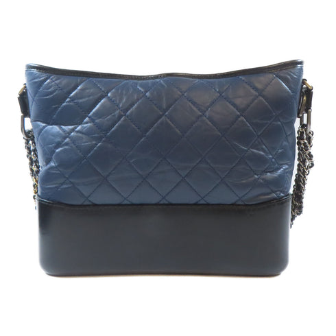 CHANEL Quilted CC Gabrielle Chain Shoulder Bag Calfskin Navy Black