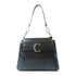 Chloe GHW 2 Way Shoulder Handbag Calfskin Leather Black
