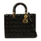 Christian Dior CD GHW Lady Dior Tote 2 Way Bag Handbag Patent Leather Black