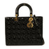 Christian Dior CD GHW Lady Dior Tote 2 Way Bag Handbag Patent Leather Black