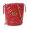 GUCCI GHW GG Marmont Bucket Chain Shoulder Bag 575163 Calfskin Leather Red