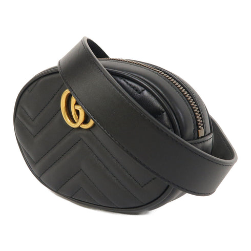 GUCCI GG GHW Waist Bag 476434 Calfskin Leather Black