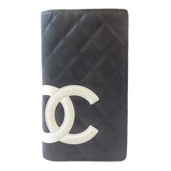 CHANEL CC Long Wallet Calfskin Leather Black