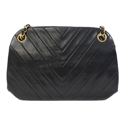 CHANEL CC GHW Chain Shoulder Bag Calfskin Leather Black v6