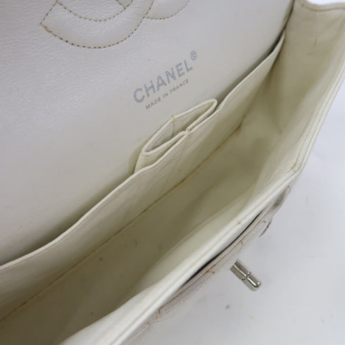 CHANEL Quilted CC SHW Classic 25 Chain Shoulder Bag Calfskin Leather White