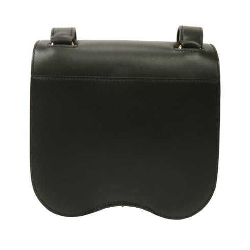 HERMES GHW Della Cavalleria Shoulder Bag Crossbody Tadelakt Leather Noir Black