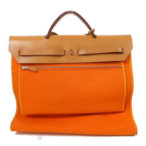 HERMES PHW Herbag GM 2 Way Shoulder Bag Handbag Canvas Orange