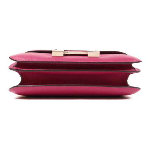 HERMES PHW Constance Mini Shoulder Bag Evercolor Leather L3 Rose Purple