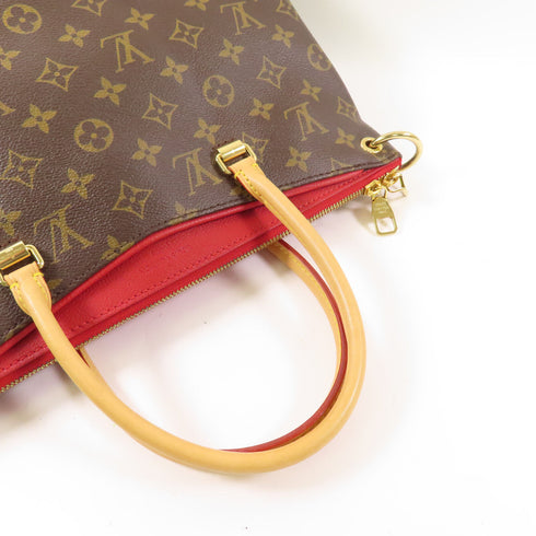 LOUIS VUITTON LV GHW Pallas MM 2 Way Shoulder Handbag M41175 Monogram Brown/Red
