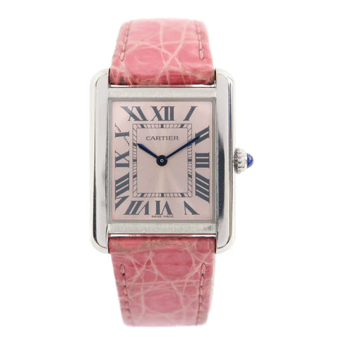 CARTIER Tank Solo Quartz Watch W5200000 Stainless Steel/Leather Pink