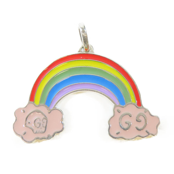 GUCCI GG Rainbow Pendant Charm 925 Sterling Silver Pink Rainbow Color