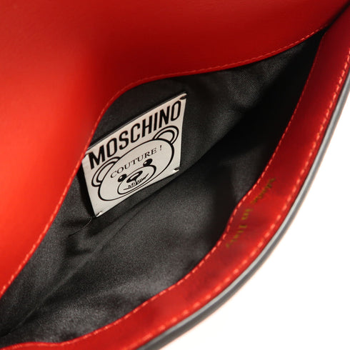 MOSCHINO GHW Pouch Calfskin Leather Red