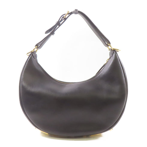 FENDI GHW Fendigraphy Shoulder Bag 8BR798A Calfskin Leather Black