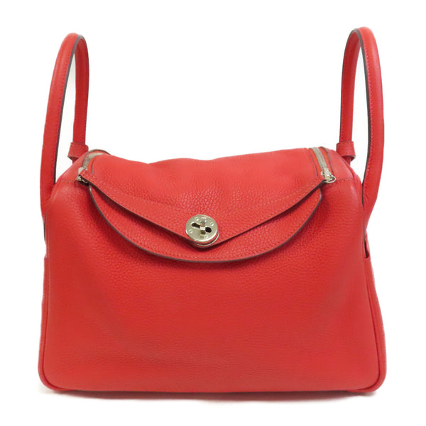 HERMES PHW Lindy 30 2Way Shoulder Bag Taurillon Clemence Leather Red