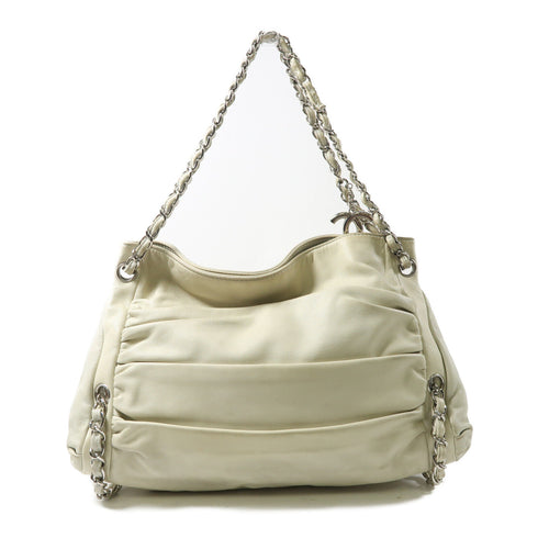 CHANEL CC SHW Chain Shoulder Bag Lambskin Leather Light Green