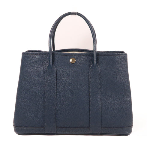 HERMES PHW Garden Party TPM Hand Bag/Tote Bag Negonda Leather Bleu De Prusse