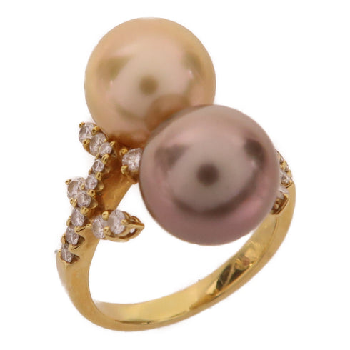 Jewelry 0.59ct Diamond Pearl Ring 18K White Gold US#8.25