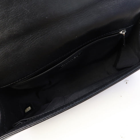 CHANEL Quilted CC SHW Boy 28cm Chain Shoulder Bag Calfskin Leather Black