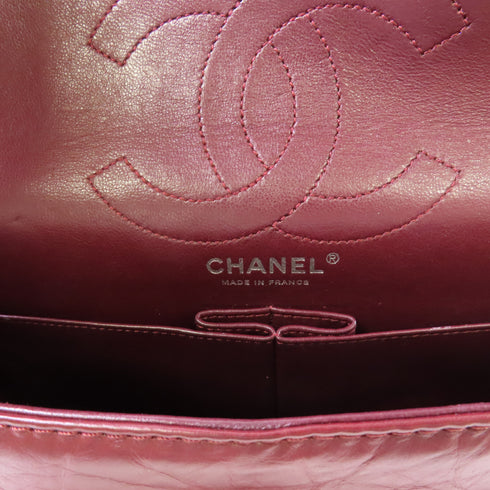 CHANEL Quilted SHW CC Chanel 2.55 Chain Shoulder Bag Calfskin Leather Wine-Red