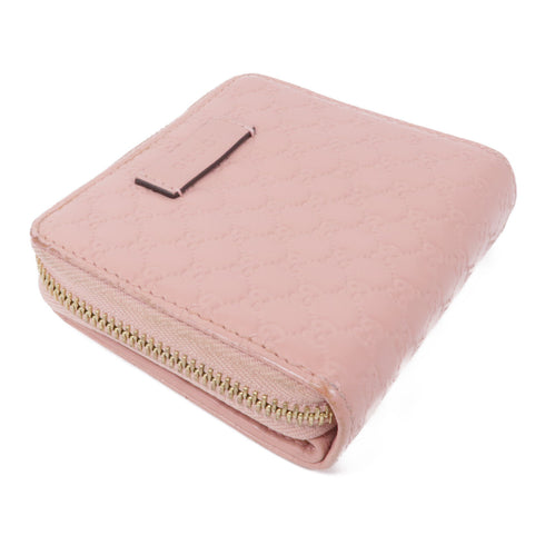 GUCCI GG GHW Microguccissima Wallet Calfskin Leather Pink