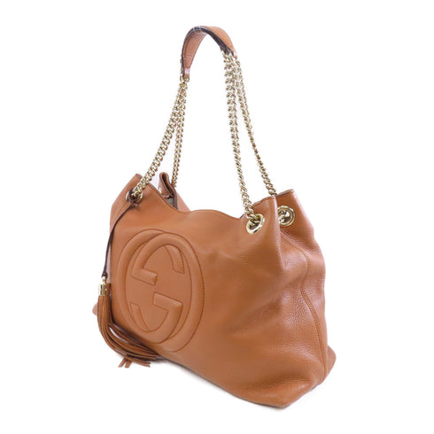 GUCCI GG GHW Soho Chain Shoulder Bag 308982 Calfskin Leather Brown