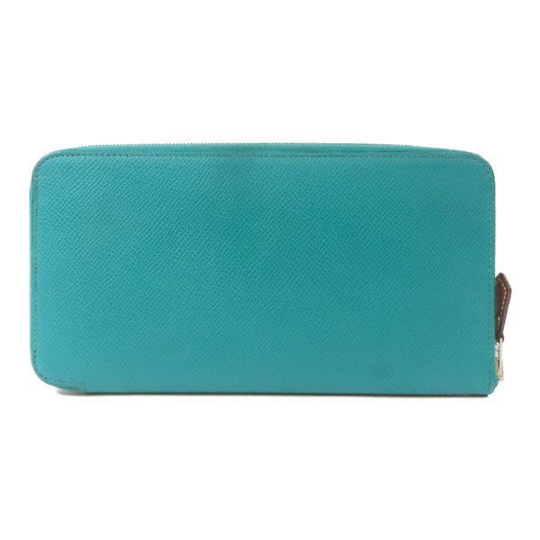 HERMES SHW Silkin Long Wallet Veau Epsom Leather Bleu Paon