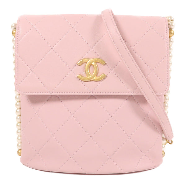 CHANEL CC GHW Shoulder Bag Lambskin Leather Pink
