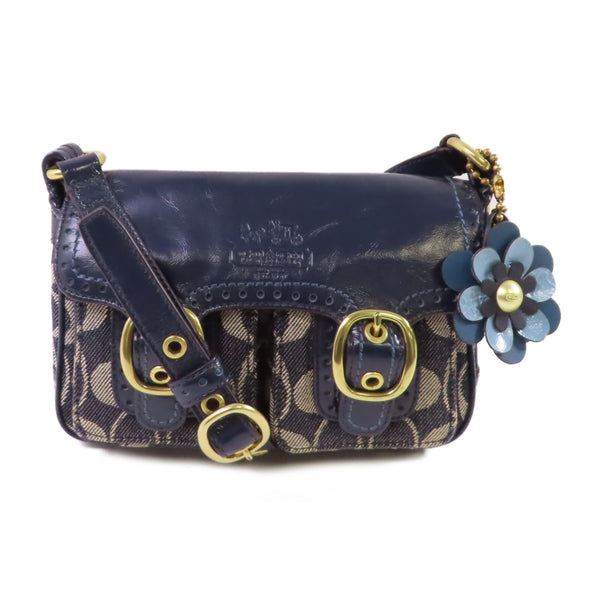 COACH GHW Shoulder Bag Crossbody Canvas Blue