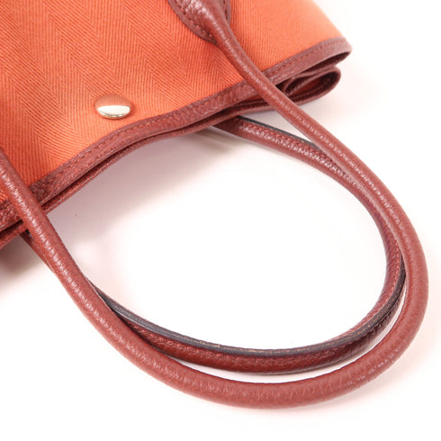 HERMES PHW Garden Party TPM Tote Bag Canvas/Leather Red