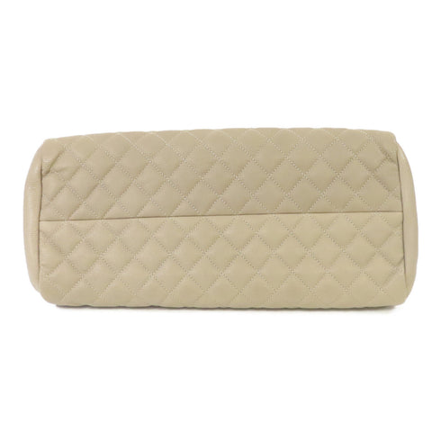 CHANEL Quilted CC SHW Chain Shoulder Bag Leather Light Brown