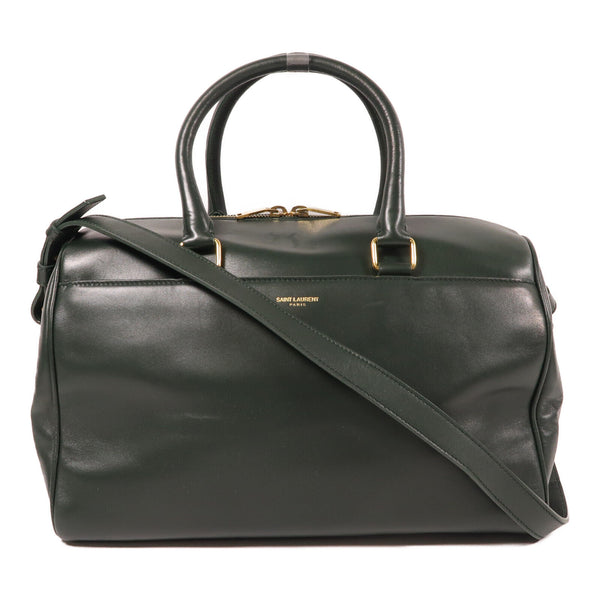 SAINT LAURENT GHW Duffle 2 Way Bag 322049 Calfskin Leather Green