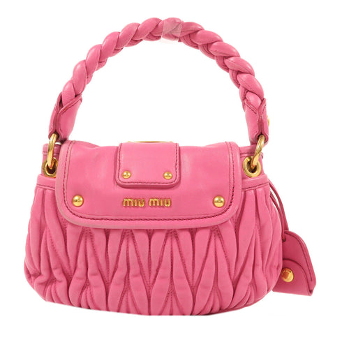 Miu Miu GHW 2 Way Shoulder Bag Handbag Lambskin Leather Pink v1