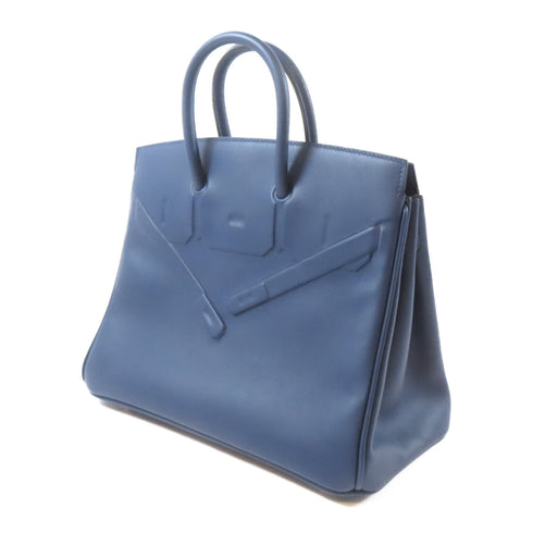 HERMES PHW Birkin 25 Hand Bag Swift Leather Navy Blue