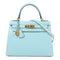 HERMES GHW Kelly 28 2 Way Shoulder Bag Epsom Leather Bleu Atoll