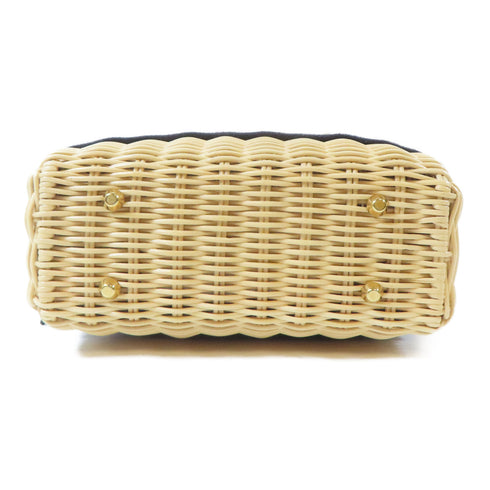 Christian Dior CD GHW Mini Dioriviera Lady Dior Bag Rattan Canvas Blue Beige