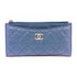 CHANEL Quilted CC GHW Pouch Long Wallet Calfskin Leather Blue