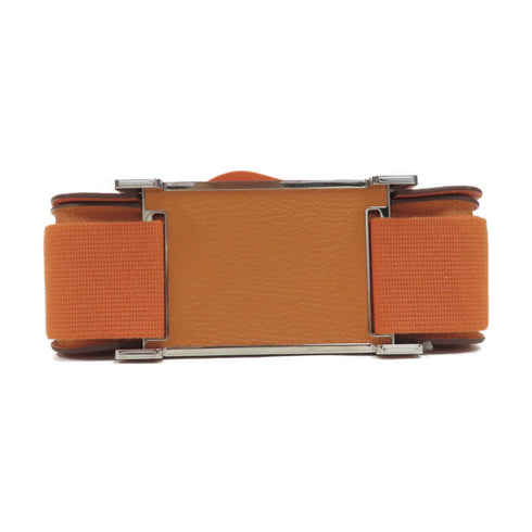 HERMES PHW Geta Shoulder Bag Chevre Leather Stamp U Orange