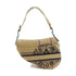 Christian Dior CD SHW Saddle Shoulder Bag Jute Canvas Beige Black
