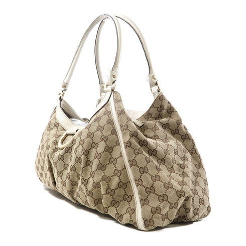 GUCCI GG GHW Abbey Shoulder Bag 189835 Canvas Brown/White