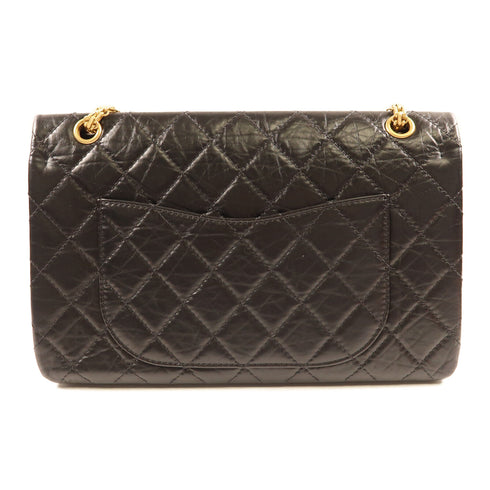 CHANEL CC GHW 2.55 Chain Shoulder Bag Calfskin Leather Black