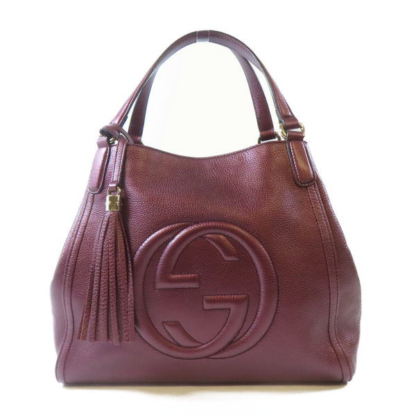 GUCCI GG GHW Shoulder Handbag 232309 Calfskin Leather Dark Purple