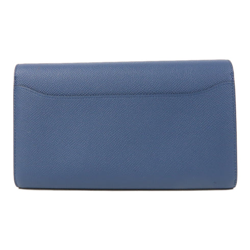 HERMES PHW Constance Long Wallet Epsom Leather Bleu Agate